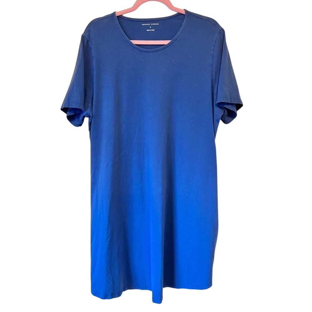 Universal Standard Blue Short Sleeve Mini Dress Womens 20 Pockets Casual Shift